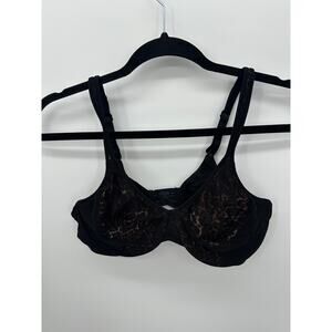 Olga Womens Black Cheetah Minimizer Underwire Bra Size 36C Sexy Romantic